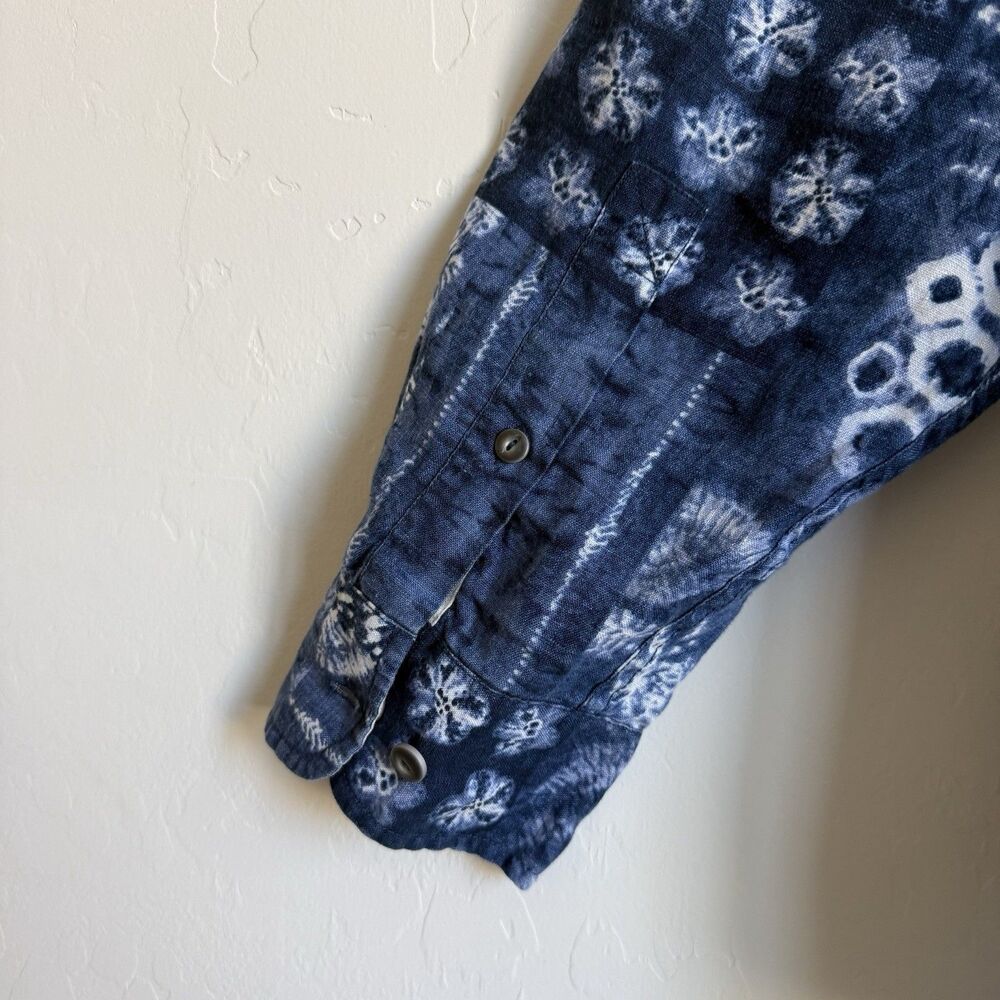 Tommy Bahama Medium Pina Shibori Linen Button Down Long Sleeve Shirt Vacation - Picture 5 of 9